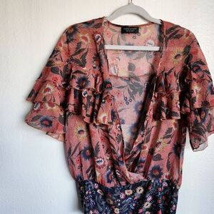 ZARA Floral Boho Fairy Bodysuit Size Small Blogger Favorite Fairycore Romantic